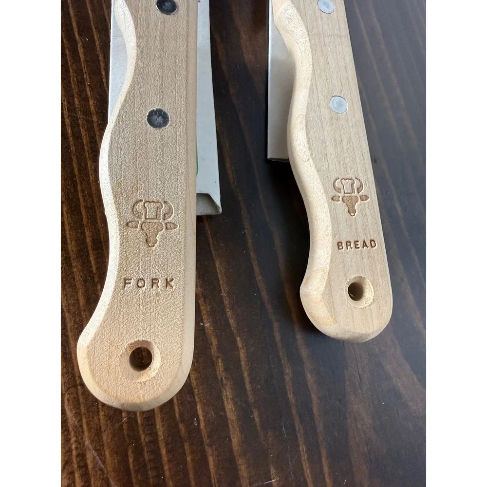 Chef's Collection Stainless Steel Carving Set‎ Wood Handle Bread Knife Meat Fork